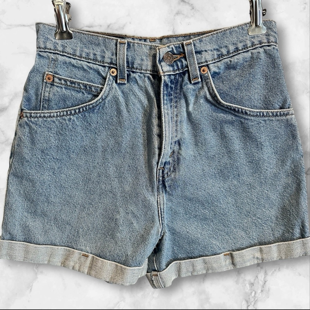 Vintage Levi's 954 High Rise Jean Shorts‎ junior Sz 5 90's Orange Tab